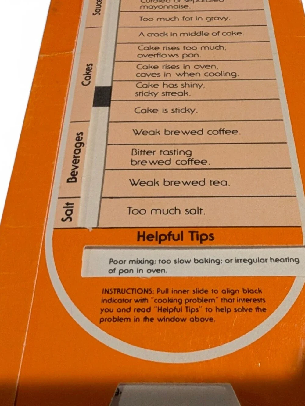 VINTAGE Instant Cooking Remedies Pull Flip Cooking Guide Orange